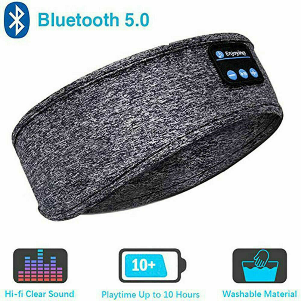 Bluetooth Wireless Headband Sleep Mask with Integrated Headphones for Music and Sports