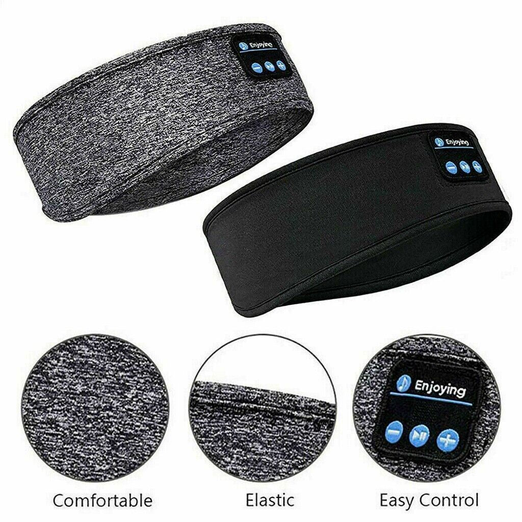 Bluetooth Wireless Headband Sleep Mask with Integrated Headphones for Music and Sports
